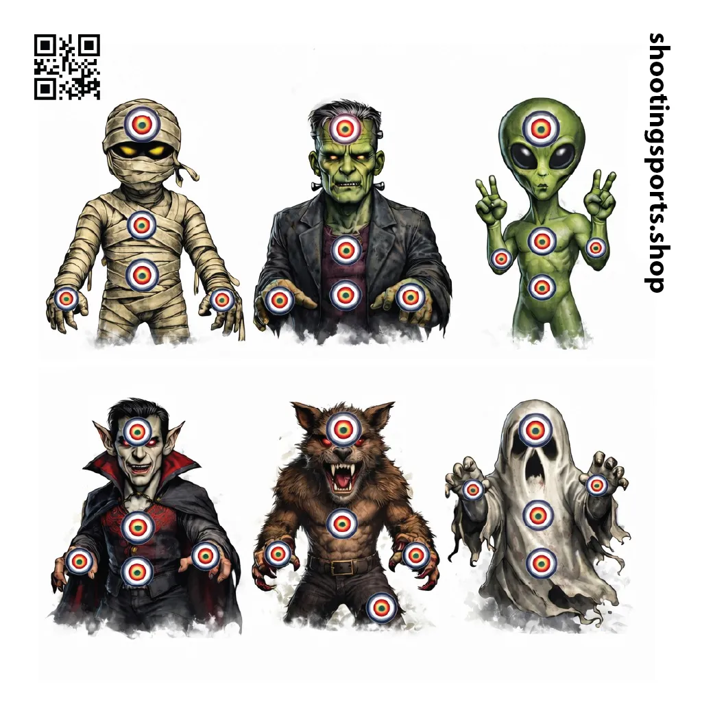 6 Monster Targets - Paper 14cm x 14cm Packs